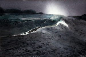Cánh đồng 1,38x56 cm,màu nước trên giấy, 2016