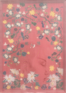 Chánh niệm 8, lụa, vải, màu nước, chỉ thêu, 50x70 cm, 2024