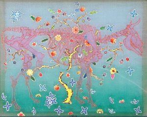 6. Lụa, vải, chỉ thêu, màu nước  23x28cm