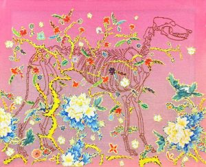 7. Lụa, vải, chỉ thêu, màu nước  23x28cm