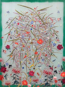 19. Lụa, vải, chỉ thêu, màu nước  60x80cm