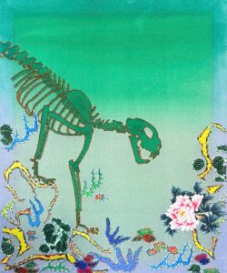 9. Lụa, vải, chỉ thêu, màu nước  23x28cm