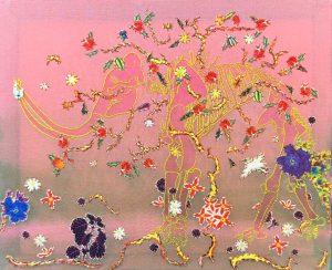 10. Lụa, vải, chỉ thêu, màu nước  23x28cm