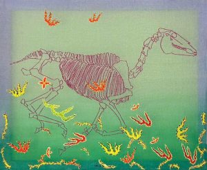 11. Lụa, vải, chỉ thêu, màu nước  23x28cm