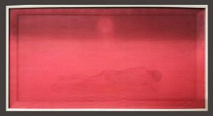 Nằm dưới chân Phật, 60x120 cm, màu nước, lụa, 2022