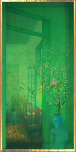 Ngày Xuân, lụa, màu nước, 2019, 120x60 cm
