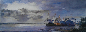 Phong cảnh, 20x42 cm, màu nước trên giấy, 2013
