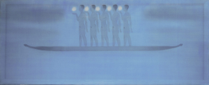 Tâm kinh, 2022, màu nước,lụa 70x170 cm