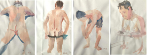 Tắm tiên 1,2,3,4, màu nước trên giấy, 21x29 cm, 2022