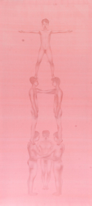 Thăng bằng, 110x240 cm, lụa, màu nước