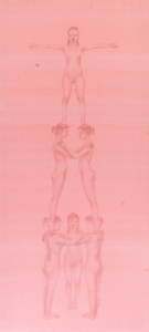 Thăng bằng 2, 110x240 cm, lụa, màu nước