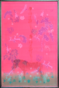 Thăng bằng, 2021, lụa, vải, chỉ thêu, màu nước, 40x60 cm