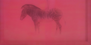 Thăng bằng 5, 2021, lụa, vải, chỉ thêu, màu nước, 60x120 cm
