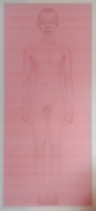 Thiện nam,2022, màu nước, lụa, 110x240 cm