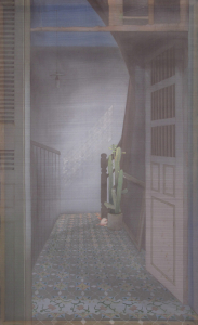 Mùa qua phố 4, 2018, 85x140 cm, lụa, màu nước