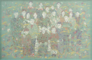 Gia đình 2,110x170 cm, 2024, lụa, vải , chỉ thêu, màu nước.