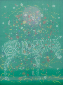 sương mờ, 104x78 cm, 2024, lụa, vải , chỉ thêu, màu nước.
