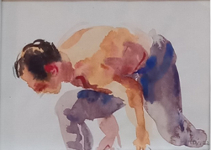 tắm tiên 26, màu nước trên giấy, 8x12cm, 2022