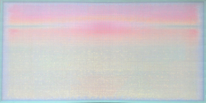 tâm từ vô lượng 2,90x180 cm, 2024, lụa, vải , chỉ thêu, màu nước.
