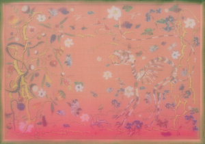 thiên nhiên 10, 104x78 cm, 2024, lụa, vải , chỉ thêu, màu nước.