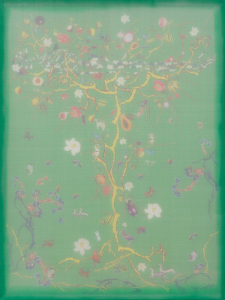 thiên nhiên 13, 104x78 cm, 2024, lụa, vải , chỉ thêu, màu nước.