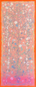thiên nhiên 2, 170x70 cm, 2024, lụa, vải , chỉ thêu, màu nước.
