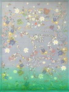 thiên nhiên 4, 104x78 cm, 2024, lụa, vải , chỉ thêu, màu nước.